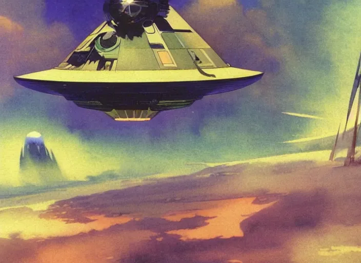 Prompt: vintage anime cinematic lush O’Neill cylinder space colony concept art by Dean Ellis and Ivan Aivazovsky, trending on ConceptArtWorld, watercolor concept art by Syd Mead, by william herbert dunton, watercolor strokes, japanese woodblock, by Jean Giraud