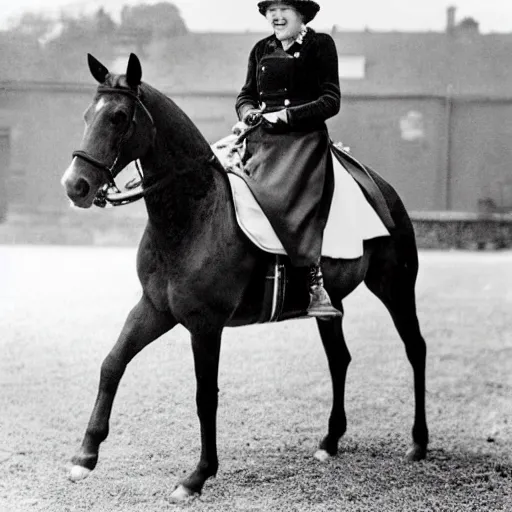 Image similar to Queen Elizabeth riding horse,