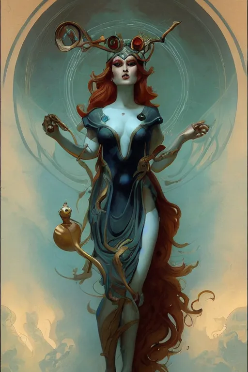 Prompt: Artemis by Peter Mohrbacher in the style of Gaston Bussière, Art Nouveau