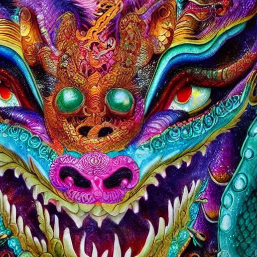 Image similar to beautiful close up chinese dragon face detailed painting in the style of josephine wall 4 k