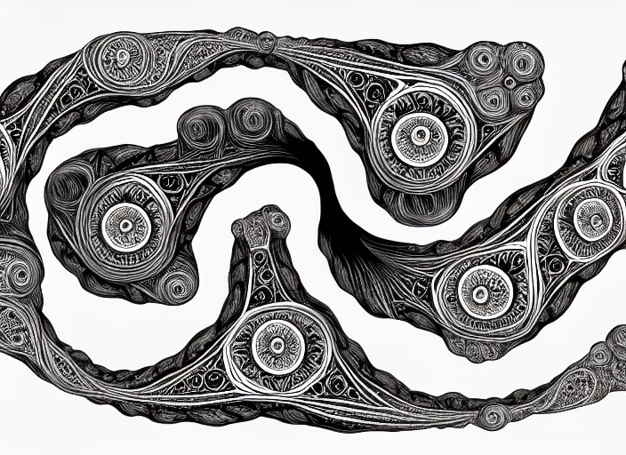 Image similar to symmetry! human fetus, intricate, elegant, highly detailed, concept art, smooth, sharp focus, lineart, illustration, occlusion, penned with black on white, 8 k