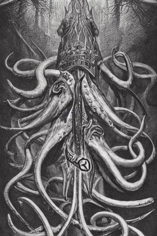 Image similar to manuscript warhammer 4 0 k giant squid book | sigil, incantation, diagram, academic art, page 2 3 | by alan lee