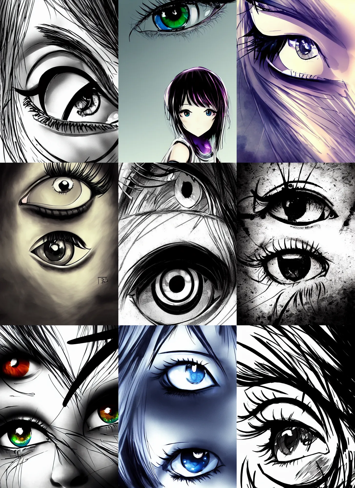 Prompt: apple - iphone - wallpaper - bf 3 3 - eye - girl - anime - illustration - eye - drawing - art