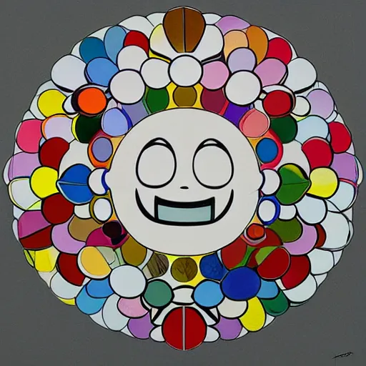 Image similar to sun shining through clouds, Takashi Murakami, Minimalist,