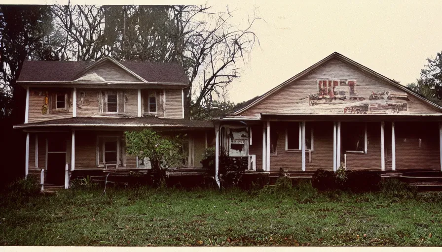 Prompt: 7 0 s film still from a horror movie about scary houses, kodachrome, cinecolor, cinestill, film grain, film texture, retro, cinematic, high resolution, photorealism,