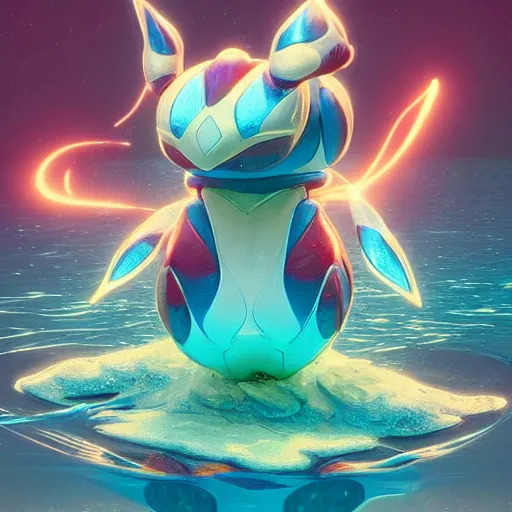 Image similar to a water type pokemon:: by beeple and James Gilleard and Justin Gerard :: ornate, dynamic, particulate, intricate, elegant, highly detailed, centered, artstation, smooth, sharp focus, octane render, 3d