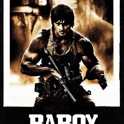 Image similar to rambo movie poster with black background