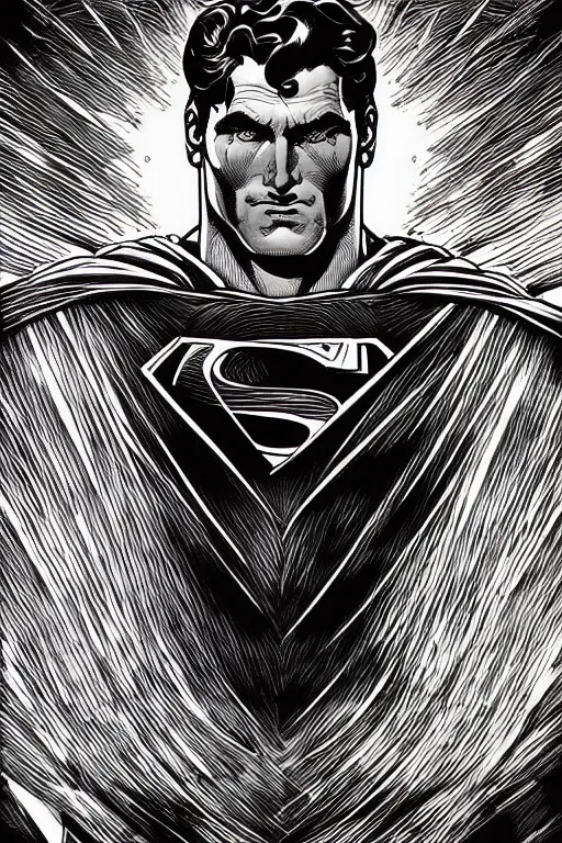 Image similar to colorful!!! superman portrait by laurie greasley and hans bellmer, ( ( etching by gustave dore ) ), ultraclear intricate, sharp focus, highly detailed digital painting illustration, concept art, masterpiece