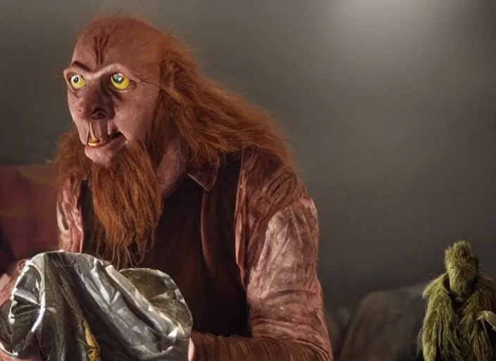 Image similar to sam eliott as a wizard, movie still, from the new ghoulies 2 movie, 8 k, realistic