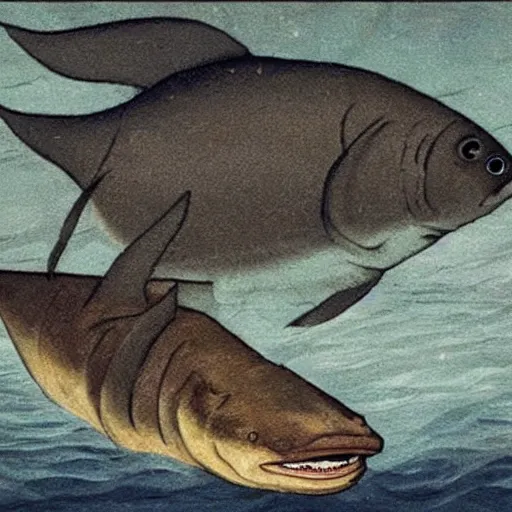 Image similar to siorac en perigors is being attacked by a giant catfish