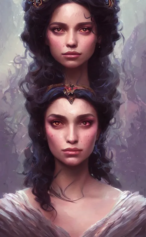 Image similar to Portrait of a Esmeralda (from Disney), female, detailed face, fantasy, highly detailed, cinematic lighting, digital art painting by greg rutkowski