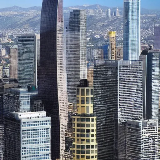 Prompt: skyscrapers at the top of a mountain like what the heck that's a really terrible place to build a city dude