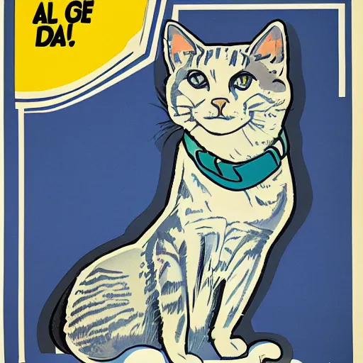 Image similar to A 1980s propaganda poster telling you to pet your cat