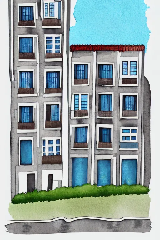 Prompt: minimalist watercolor art of houses in istanbul, illustration, vector art