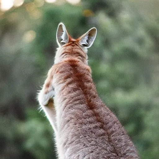 Image similar to a kangaroo - cat - hybrid, animal photography