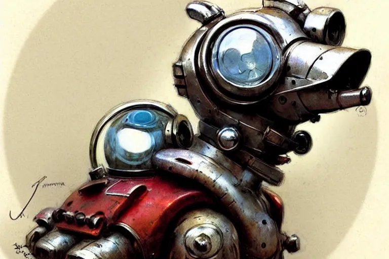 Image similar to adventurer ( ( ( ( ( 1 9 5 0 s retro future robot android dog. muted colors. ) ) ) ) ) by jean baptiste monge!!!!!!!!!!!!!!!!!!!!!!!!! chrome red