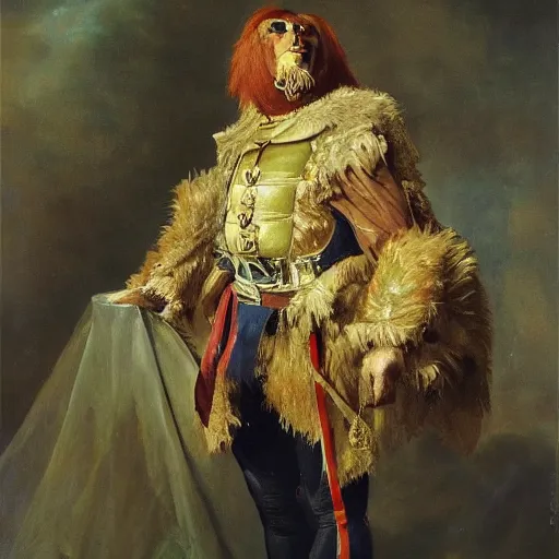 Prompt: An exquisite oil painting of a orangutan dressed like a bearded Napoleon with full military uniform, no frames