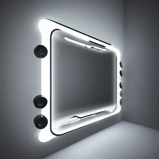 Image similar to futuristic magic mirror, furniture, product, futuristic, apple, video game item, product design, 3 d, octane render