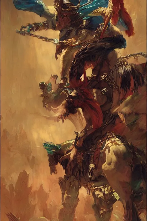 Prompt: wuxia, monster, character design, colorful, painting by gaston bussiere, craig mullins, j. c. leyendecker, tom of finland