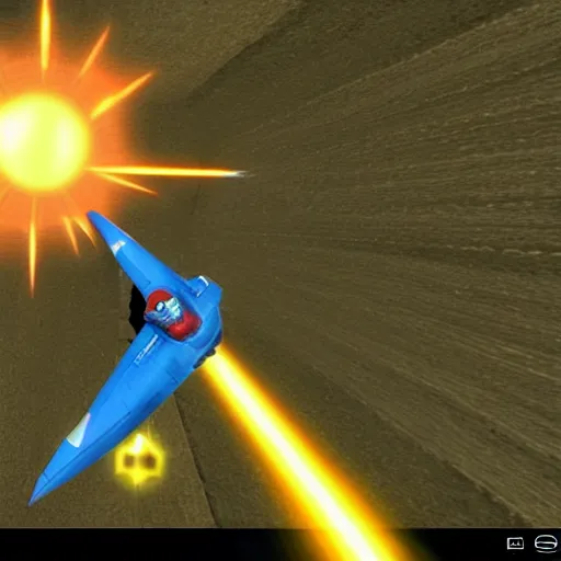 Image similar to a screenshot of star fox 64