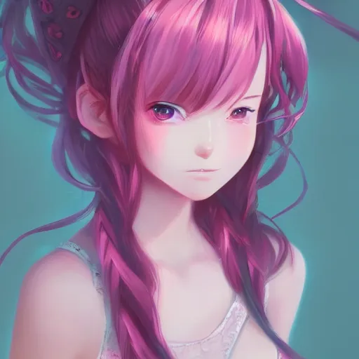 Prompt: anime teen girl, pink hair, gorgeous, amazing, elegant, intricate, highly detailed, digital painting, artstation, concept art, sharp focus, illustration, art by Ross tran