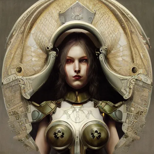 Image similar to ultra realist soft painting of a single attractive gynoid female sillicon skin armored, curiosities carnival, partial symmetry accurate features, very intricate details, focus, curvy, artstyle Tom Bagshaw, award winning