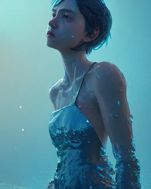 Prompt: sorcerer of water, female portrait, scattered, palladium, sword, intricate background, complex 3 d render by ilya kuvshinov, simon stalenhag, ruan jia, thomas kinkade, victo ngai. unreal engine, blender, octane, ray tracing. sharp focus, masterpiece, post processing, deviantart