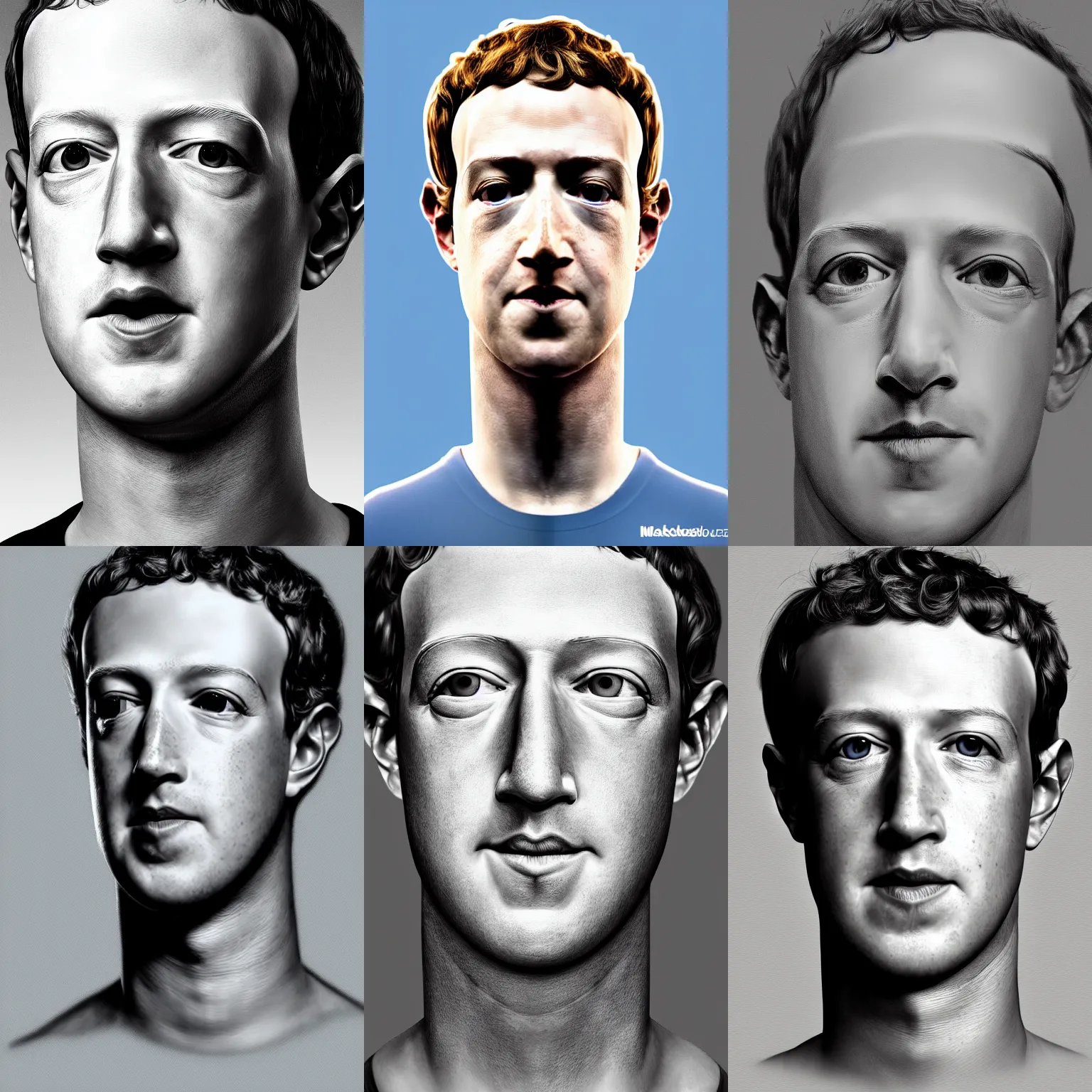 Prompt: mark zuckerberg android portrait, mark zuckerberg as a robot, detailed, high - quality, 4 k, photorealistic