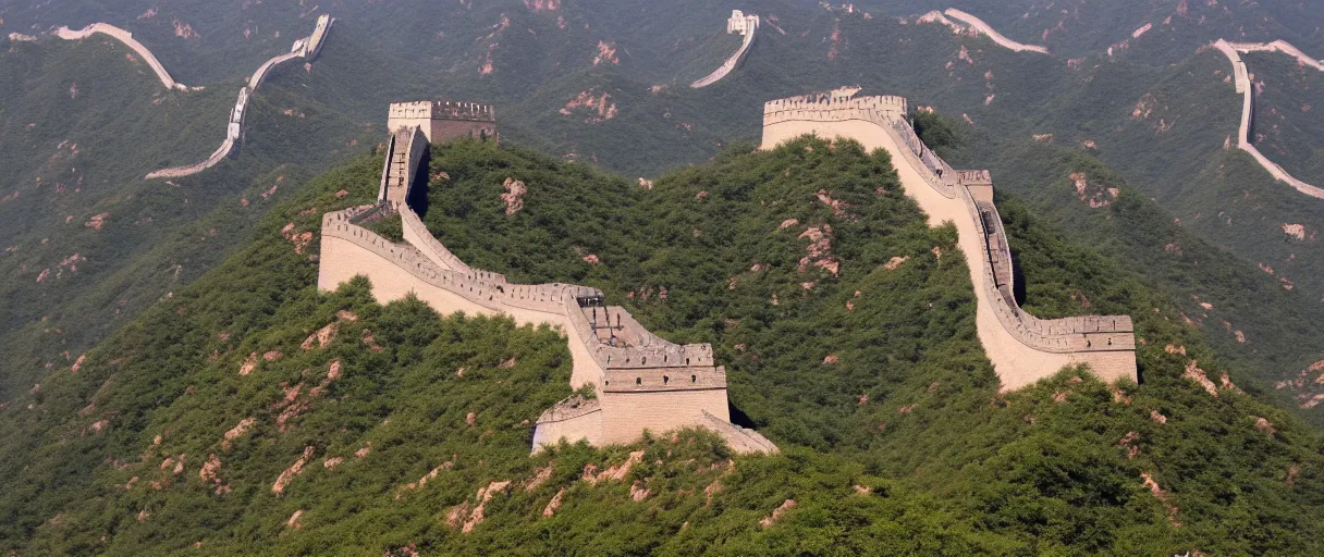 Image similar to the great wall of china holding the ocean, aerial view