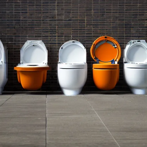 Image similar to toilets populated by