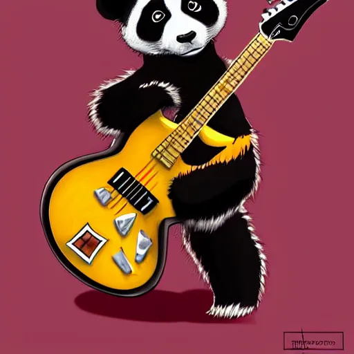 Image similar to panda templar knight playing an electric guitar, trending on artstation