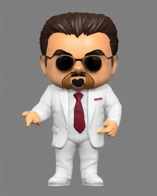 Prompt: full body 3d render of Altaf Hussain as a funko pop, studio lighting, white background, blender, trending on artstation, 8k, highly detailed