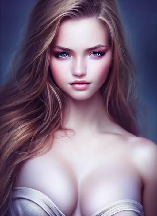 Image similar to a gorgeous female photo, professionally retouched, soft lighting, realistic, smooth face, [ [ half body shot ] ], perfect eyes, wide angle, sharp focus on eyes, 8 k high definition, insanely detailed, intricate, elegant, art by artgerm, snowy winter