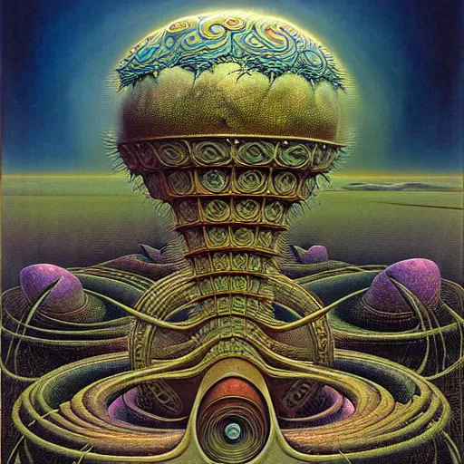 Image similar to divine chaos engine by roger dean and andrew ferez, symbolist, visionary, detailed, realistic, surreality, art forms of nature by ernst haeckel