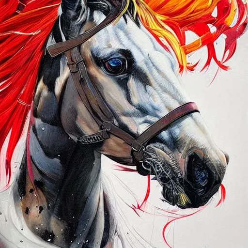 Image similar to beautiful horse by sandra chevrier, artstation, hd