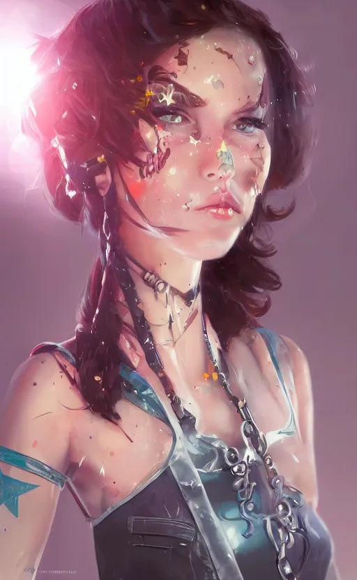 Image similar to rock star girl. concept art, artstation trending, digital painting highly detailed, vxf, cinematic