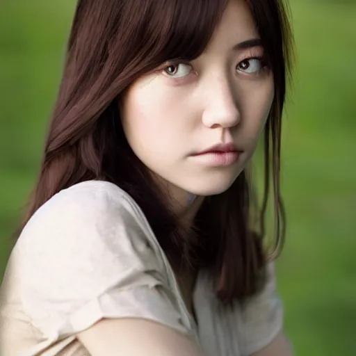 Image similar to a portrait photo of a beautiful young woman who looks like a korean mary elizabeth winstead