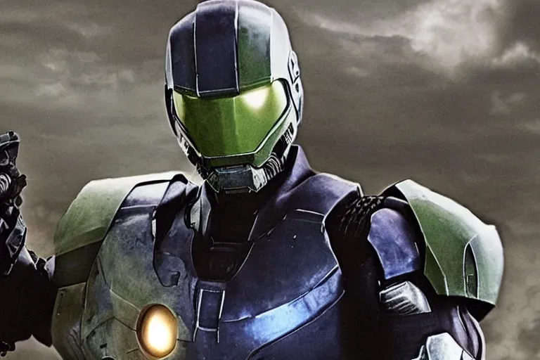 Image similar to robert downey jr as master chief