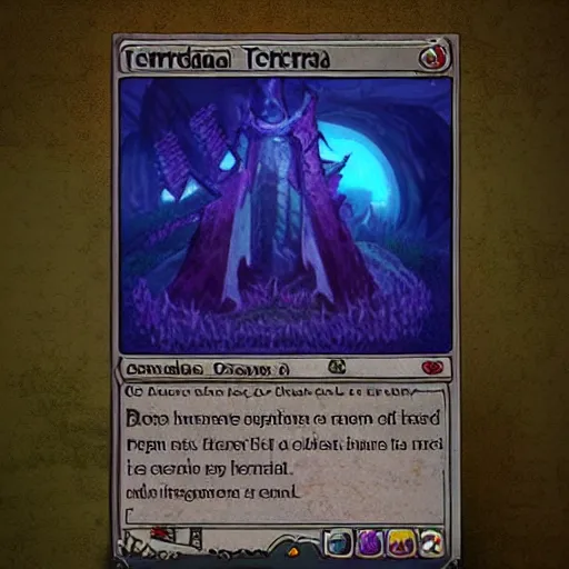 Image similar to terraria as a magic the gathering card, realistic,