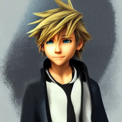 Prompt: roxas from kingdom hearts, artstation, trending, digital art, 4k,