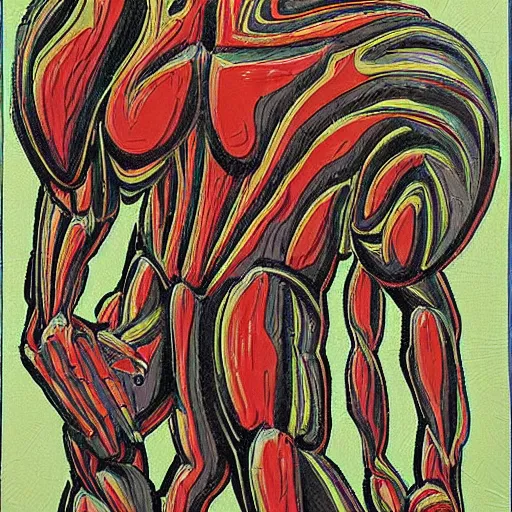 Image similar to a anatomic detalied paper of a monster as 9 0 s masterpiece artwork, art