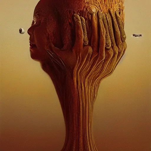 Image similar to The queen of the planet Venus by Zdzislaw Beksinski, Jeffrey Smith and H.R. Giger, oil on canvas, 8k highly professionally detailed, trending on artstation