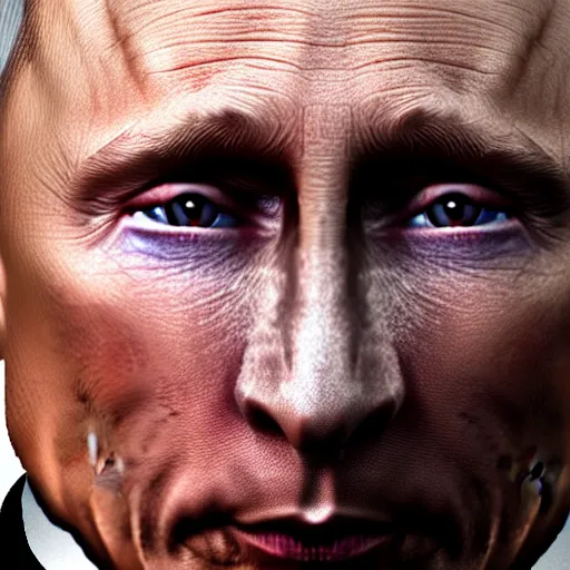 Image similar to Detailed image of Vladimir Putin, in game style 8k, wearing only pants with a bare torso, his body is old and ugly with sagging old skin,