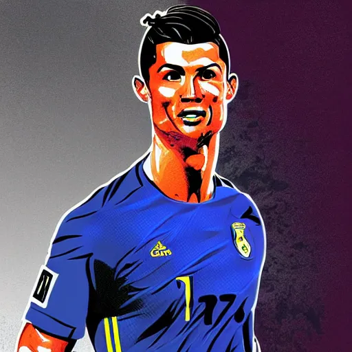 Prompt: cristiano ronaldo, by rossdraws, adrian wilkins, enoch bolles