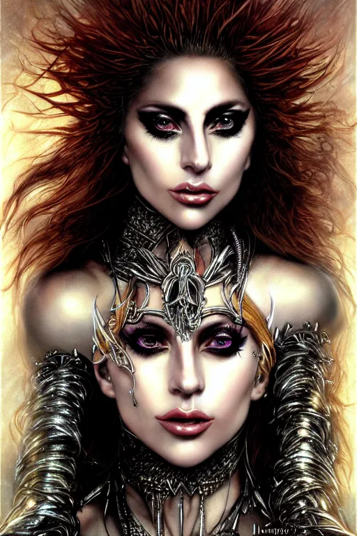 Prompt: Lady Gaga as a beautiful Goddess, fantasy, portrait, sharp focus, intricate, elegant, digital painting, artstation, matte, highly detailed, concept art, illustration, ambient lighting, art by Luis Royo