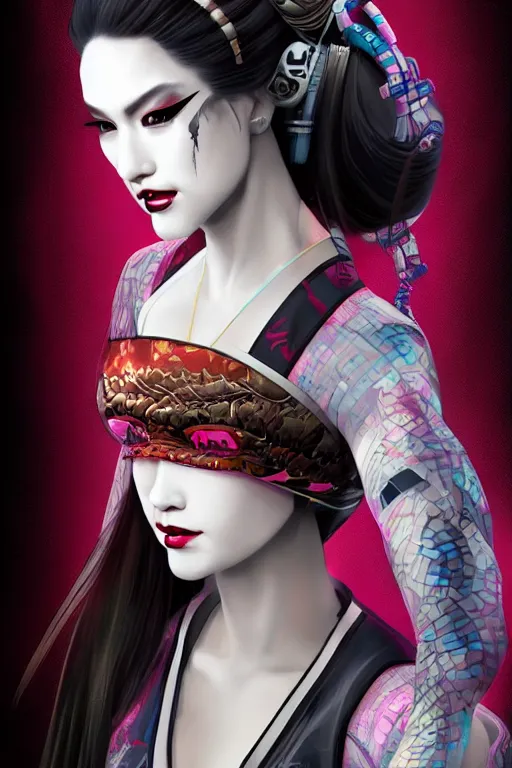 Image similar to agile geisha cyberpunk Dragon princess, digital art, 8k ,character ,realistic, portrait, hyperrealistic