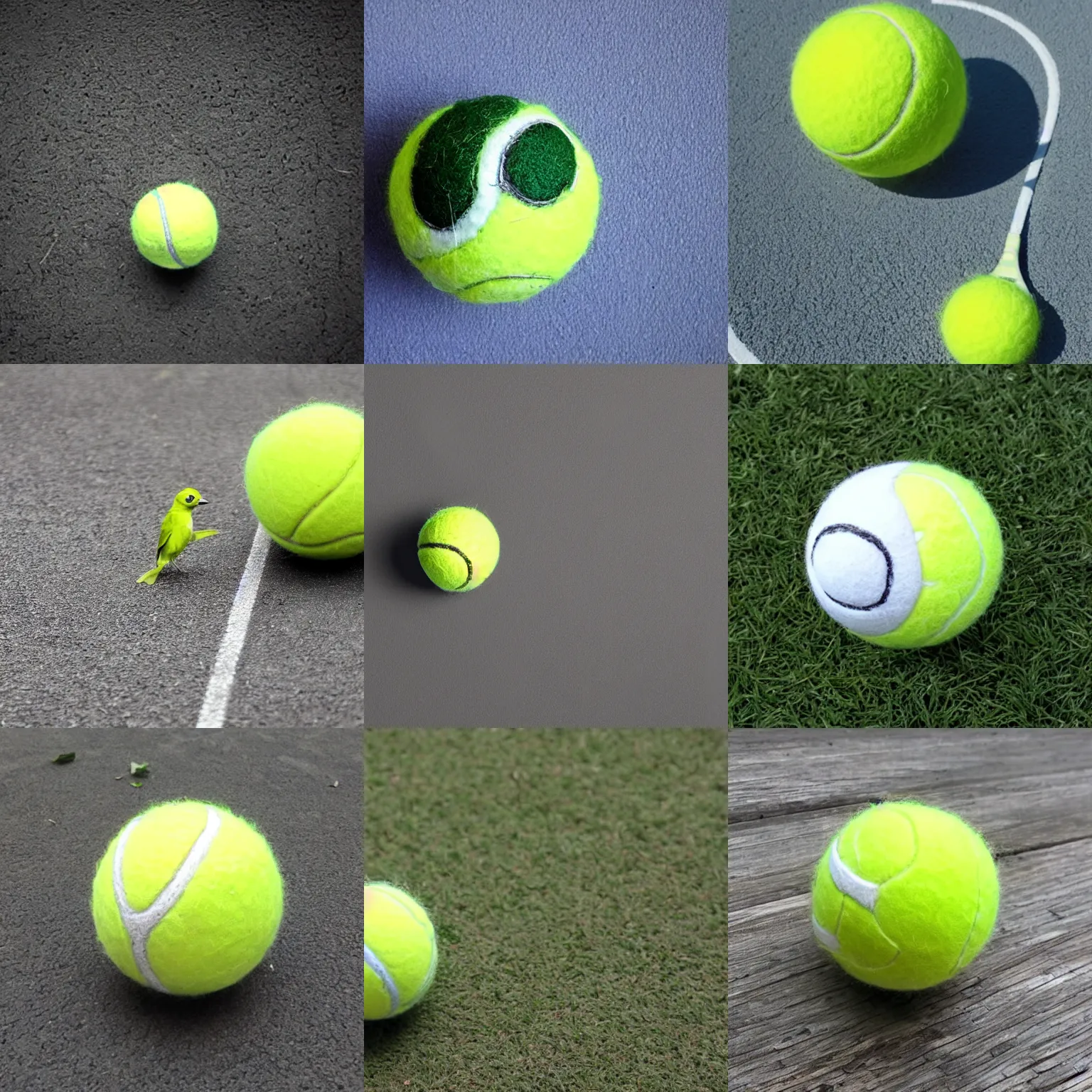 Prompt: tennis ball in the shape of a bird