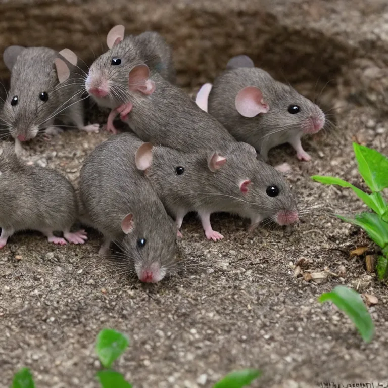 Image similar to super intelligent mice laying their best plans