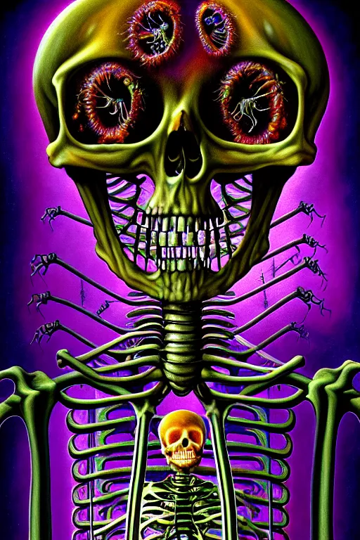 Image similar to a photorealistic painting of the transparent jelly skeleton nightmare cemetery horror machine electronic chemistry by johfra bosschart, lisa frank, dark fantasy art, high detail, trending on artstation