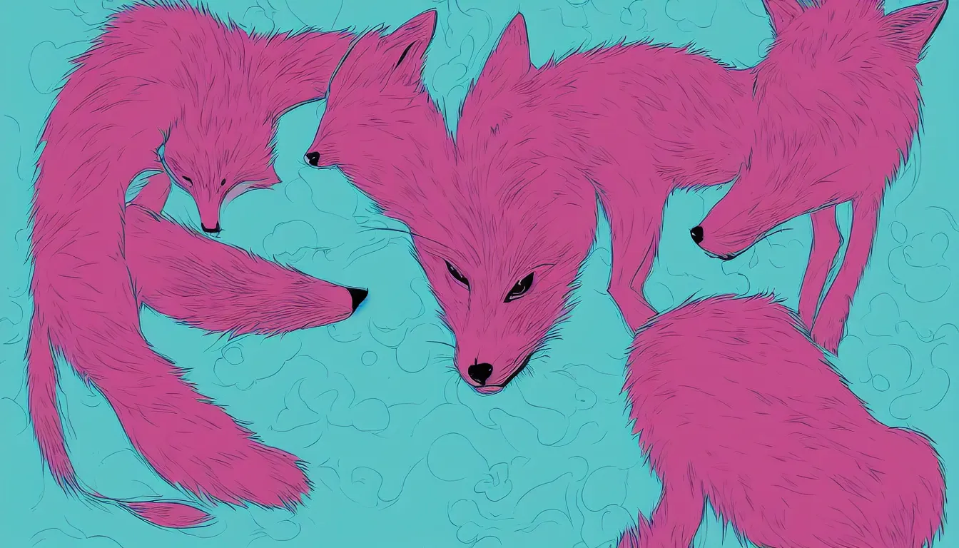 Prompt: pink fox by Kilian Eng, minimalist, detailed